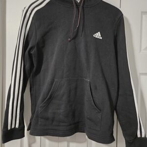 Adidas Black Hoodie with White Stripes